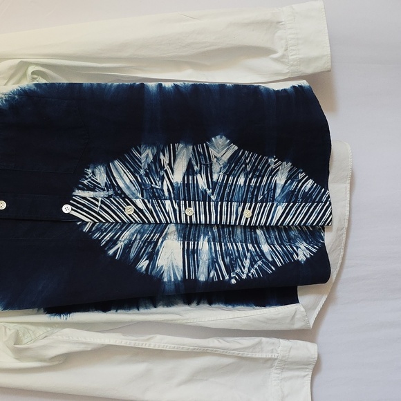 Pure Indigo Blue Blue Japan Arigato Blue & White Mens Cotton Shirt.  Size Medium - Picture 3 of 11